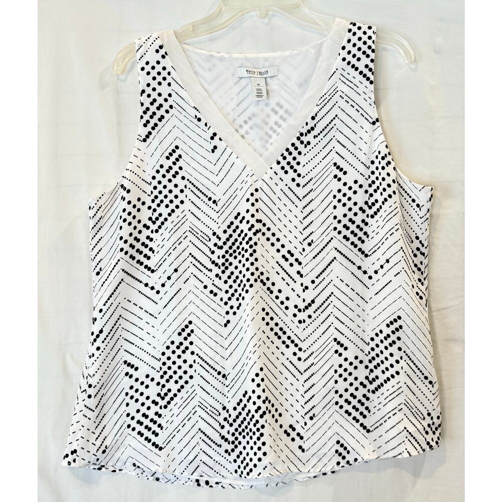White House Black Market Geometric Tank Women's Medium Dressy V Neck